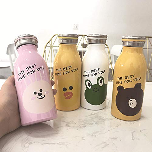 LALLing Creativo Lindo Femenino portátil literario Taza de Agua Dulce Taza Estudiante de Acero Inoxidable de Dibujos Animados Mini Personalidad Gran Copa del Vientre