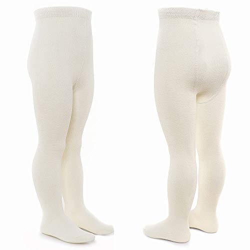 LaLoona Leotardos bebe Pack 2 Ud. - Medias elásticas para bebé niña y niño con cintura ancha y alto contenido de algodón - 62/68 (3-6 meses) - crema