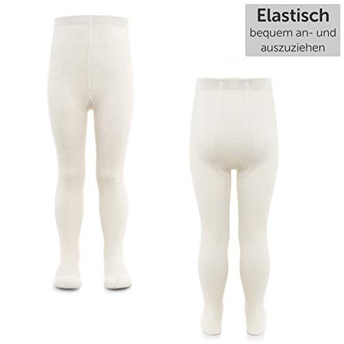 LaLoona Leotardos bebe Pack 2 Ud. - Medias elásticas para bebé niña y niño con cintura ancha y alto contenido de algodón - 62/68 (3-6 meses) - crema