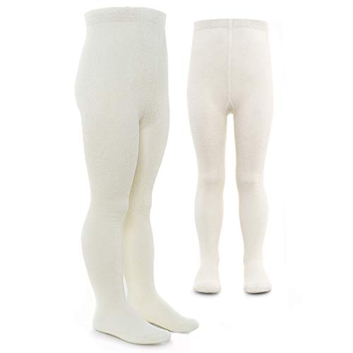 LaLoona Leotardos bebe Pack 2 Ud. - Medias elásticas para bebé niña y niño con cintura ancha y alto contenido de algodón - 62/68 (3-6 meses) - crema