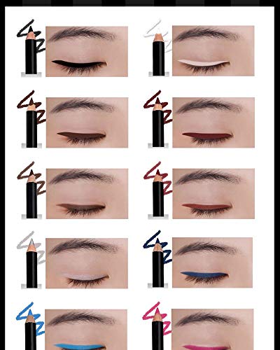 Lamavido Delineador de ojos, Lápiz delineador de ojos o de labios de la pluma,Internet 12 colores maquillaje lápiz para ceja brillo sombra labio eyeliner