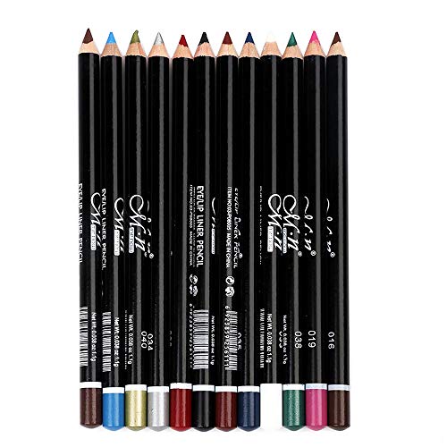Lamavido Delineador de ojos, Lápiz delineador de ojos o de labios de la pluma,Internet 12 colores maquillaje lápiz para ceja brillo sombra labio eyeliner