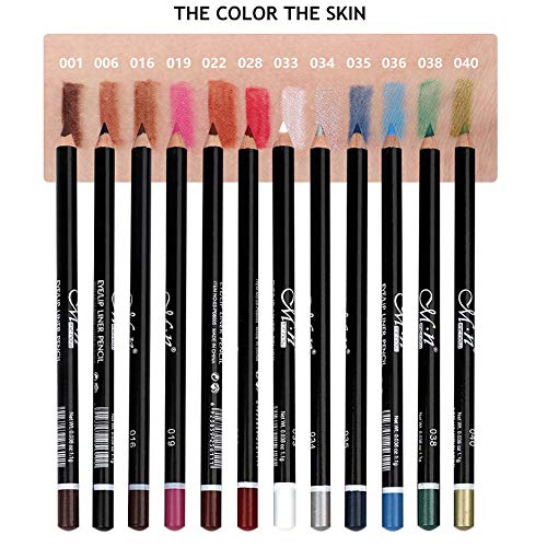 Lamavido Delineador de ojos, Lápiz delineador de ojos o de labios de la pluma,Internet 12 colores maquillaje lápiz para ceja brillo sombra labio eyeliner