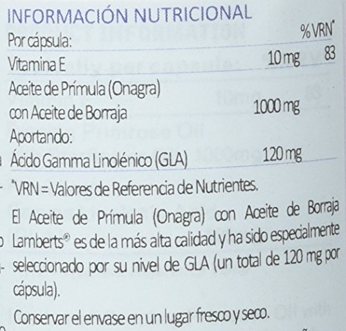 Lamberts Aceite de Prímula con Borraja 1000mg - 90 Cápsulas