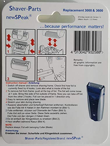 Lámina de afeitar alternativa Braun 3000 (3600) Series (este no es un artículo original de Braun).