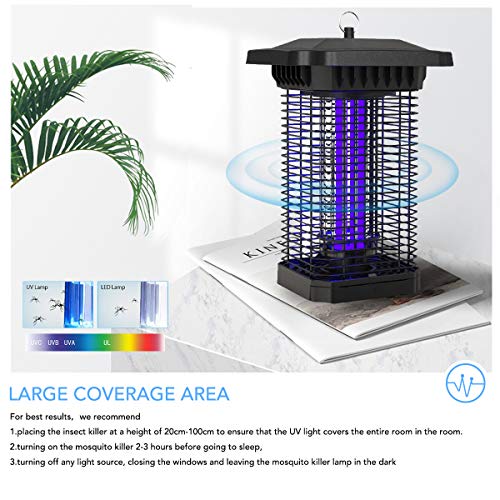 Lámpara Anti Mosquitos, FOCHEA 18W UV Mata Mosquitos Electrico Impermeable IPX4 Lampara Mata Mosquitos de Exterior y Interior Silencio para Mosquitos, Insectos, Moscas