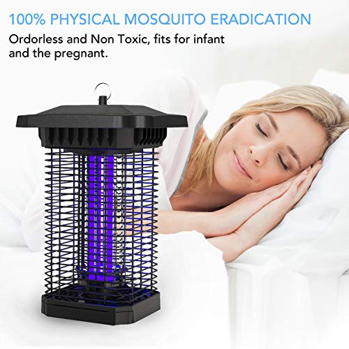 Lámpara Anti Mosquitos, FOCHEA 18W UV Mata Mosquitos Electrico Impermeable IPX4 Lampara Mata Mosquitos de Exterior y Interior Silencio para Mosquitos, Insectos, Moscas