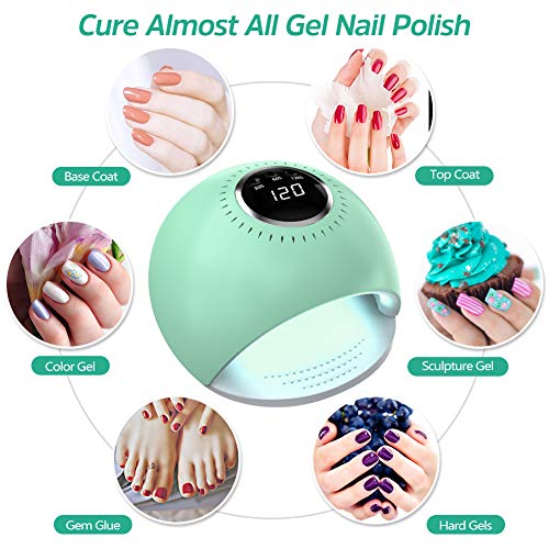 Lámpara LED UV Uñas - 84W Secador de Uñas con 5 segundos de secado rapido y Sensor Automático para manicura/pedicura de esmalte de uñas (verde)