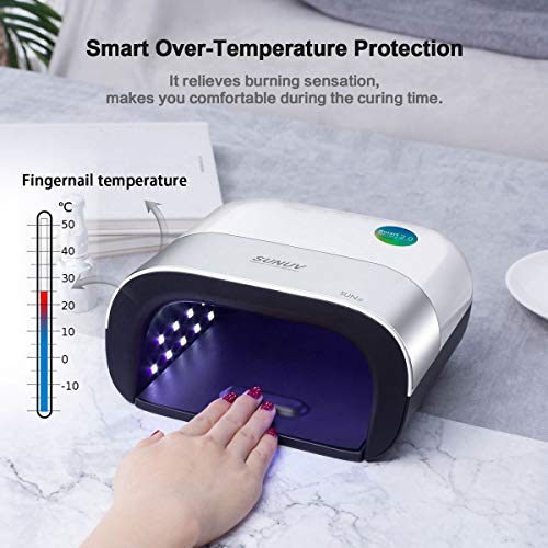 Lámpara Led UV Uñas Profesional, SUNUV Secador LED/UV Gel Esmalte de Uñas Curado Luz Máquina, Con Sensor Automático y Pantalla LCD en el Hogar y el Salón