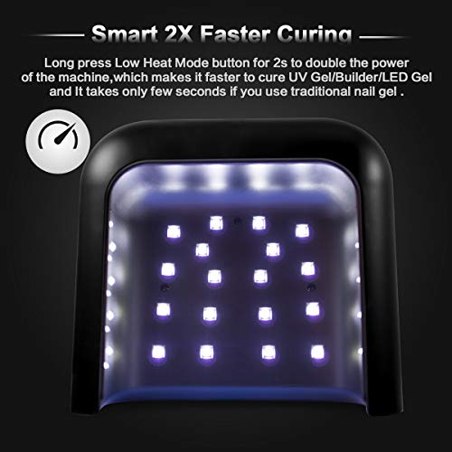 Lámpara Led UV Uñas Profesional, SUNUV Secador LED/UV Gel Esmalte de Uñas Curado Luz Máquina, Con Sensor Automático y Pantalla LCD en el Hogar y el Salón