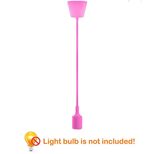 Lampara Plafone Suspension de Techo Colgante Rosa Decorativo con Portalampara E27 y Cable Longitud Máxima 155CM Ajustable para Comedor Salon Habitacion Juvenile Niña de Enuotek