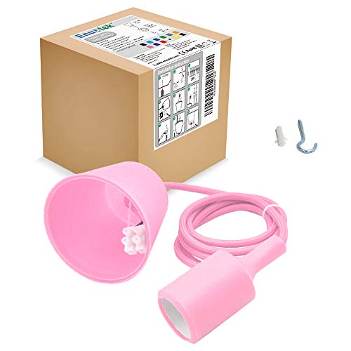 Lampara Plafone Suspension de Techo Colgante Rosa Decorativo con Portalampara E27 y Cable Longitud Máxima 155CM Ajustable para Comedor Salon Habitacion Juvenile Niña de Enuotek