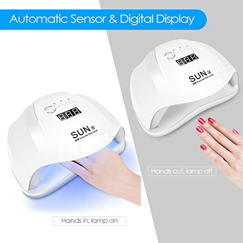 Lámpara UV LED 54W Secador de uñas con 4 configuraciones de temporizador y Sensor Automático para esmalte de uñas de gel Curado de manicura / pedicura