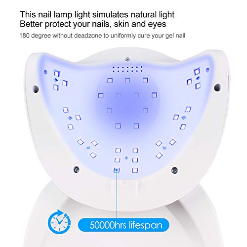 Lámpara UV LED 54W Secador de uñas con 4 configuraciones de temporizador y Sensor Automático para esmalte de uñas de gel Curado de manicura / pedicura