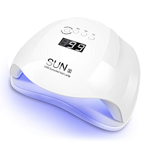 Lámpara UV LED 54W Secador de uñas con 4 configuraciones de temporizador y Sensor Automático para esmalte de uñas de gel Curado de manicura / pedicura