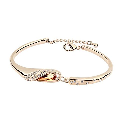 LAMUCH Perforación flash Cristal austríaco Zapatos de vidrio Oro rosa Pulsera de mujer Amarillo claro