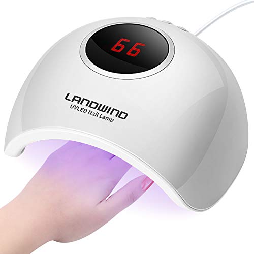LANDWIND Lámpara de Uñas LED/UV, 36W Secador de Uñas para Esmalte de Uñas de Gel con Pantalla LCD Temporizador de 30 seg, 60 seg, Modo de Calor Bajo 90 seg Secado Rápido, Manicura/Pedicura Nail Art