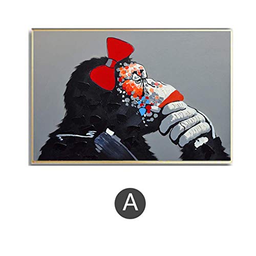 LangGe Listones de Madera - 2x50x70cm - Sin Marco - Graffiti Urbano Gorila Mono Música - Pintura al óleo nórdica Impresiones Carteles Habitación Decoración de Arte de Pared