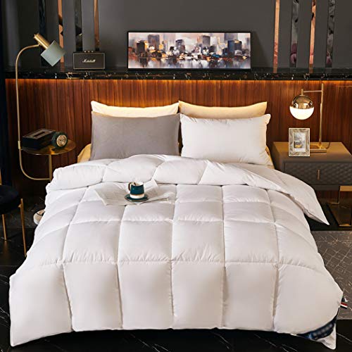 LanPerro Ganso Blanco Edredón King Size, 850 Energía del Terraplén, All Seasons Hotel Inicio Ganso Edredón con El Cantón Aquí, Regalar 2 Genuino Almohadas De Plumas,220 * 240CM 3KG