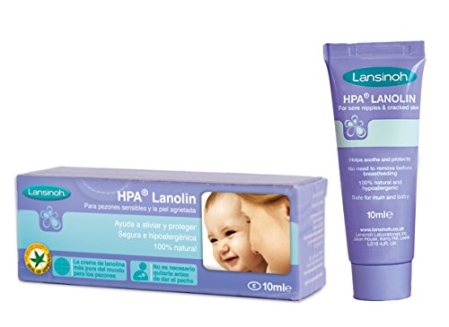 Lansinoh Crema Lanolina HPA para el Pezón,10 ml. 100% natural, calma y protege pezones agrietados y con dolor.