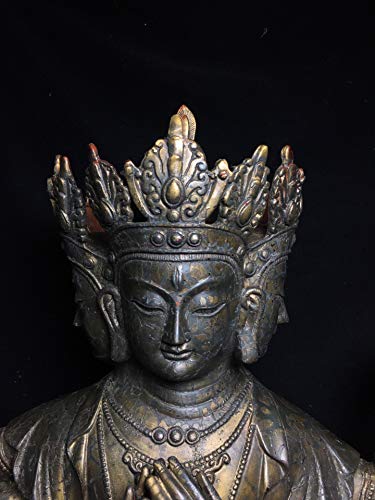 LAOJUNLU - Estatua de budismo tibetano de bronce de tres lados con ocho brazos de la Santa Madre de Buda, imitación de bronce antiguo, colección de solitario estilo chino tradicional