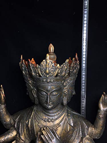 LAOJUNLU - Estatua de budismo tibetano de bronce de tres lados con ocho brazos de la Santa Madre de Buda, imitación de bronce antiguo, colección de solitario estilo chino tradicional