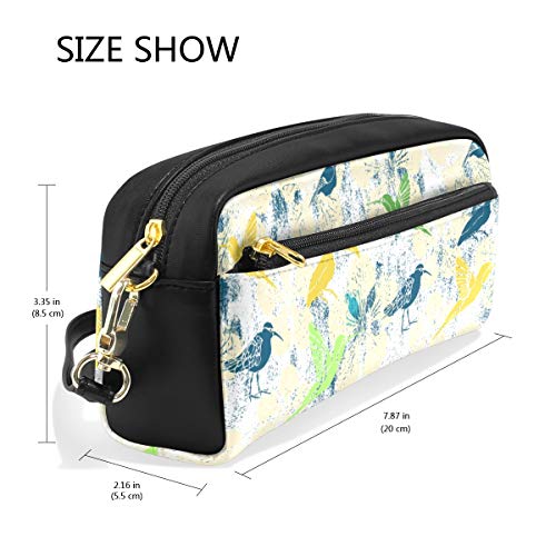 Lápiz Bolsa Bolso Funda Bolsa Colorido Pájaro inconsútil Animal Patrón floral Maquillaje cosmético para niñas Niños Escuela de viajes