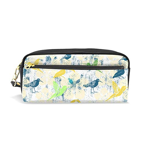 Lápiz Bolsa Bolso Funda Bolsa Colorido Pájaro inconsútil Animal Patrón floral Maquillaje cosmético para niñas Niños Escuela de viajes
