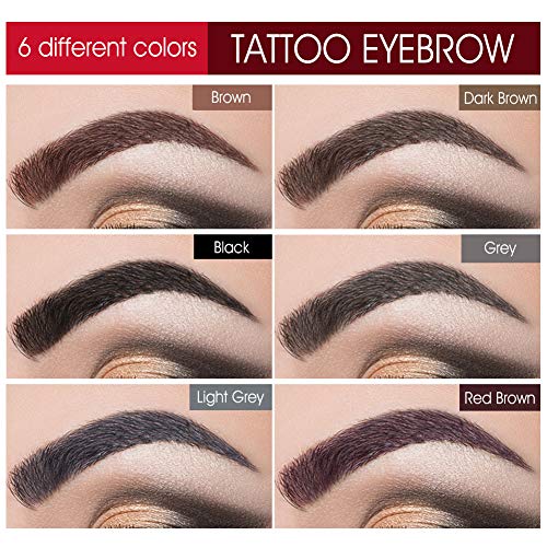 Lapiz Cejas, Gel De Cejas,Crema de Cejas, Tattoo Eyebrow Pen con cuatro puntas duraderas, de Larga Duración de 24 horas para Maquillaje de Cejas Resistente al Agua, 6 Colores