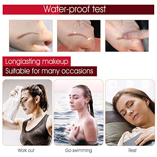 Lapiz Cejas, Gel De Cejas,Crema de Cejas, Tattoo Eyebrow Pen con cuatro puntas duraderas, de Larga Duración de 24 horas para Maquillaje de Cejas Resistente al Agua, 6 Colores