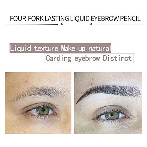 Lápiz de cejas líquido 3D, lápiz de tatuaje para cejas, 4 puntas de horquilla líquida para maquillaje de ojos, larga duración, impermeable, a prueba de manchas, aspecto natural (04#Beige)