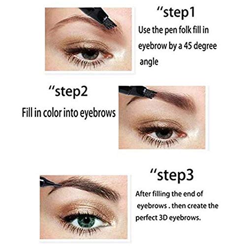 Lápiz de cejas líquido 3D, lápiz de tatuaje para cejas, 4 puntas de horquilla líquida para maquillaje de ojos, larga duración, impermeable, a prueba de manchas, aspecto natural (04#Beige)