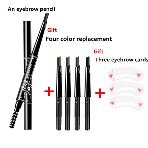 Lápiz de cejas waterproof con cepillo de peine para cejas, lápiz de cejas retráctil automático Color Maquillaje Cosmético Herramienta Negro gris marrón