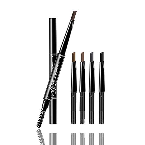 Lápiz de cejas waterproof con cepillo de peine para cejas, lápiz de cejas retráctil automático Color Maquillaje Cosmético Herramienta Negro gris marrón