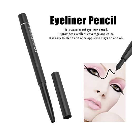 Lápiz delineador de ojos automático de larga duración para mujeres Lápiz delineador de ojos a prueba de agua Cosméticos de belleza Herramienta de maquillaje - negro