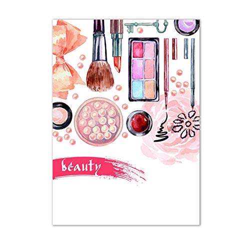 Lápiz Labial Perfume Bolsos Cartel de Moda Maquillaje Impresión Floral Lienzo Arte Pintura Imagen de Pared Habitación de niña Moderna Decoración del hogar 50x70cmx3   Sin Marco
