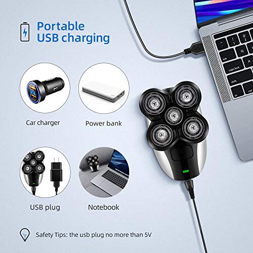 LARALA Máquina de Afeitar Eléctrica para Hombres, Afeitadora Eléctrica para Hombres, Máquina de Afeitar con Cabeza Calva