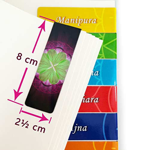 Largo Chakra Marcapaginas Magnético Con Información Sobre Los Chakras - Para Libros, Revistas u Organizadores Personales, 2,7 x 8 cm Tamaño Plegado (8 pieza)