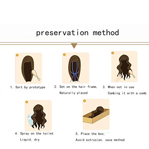 Largo y Rizado Cabello castaño Peluca de Las Mujeres Natural Aire Rizado Flequillo Alta Temperatura de Seda Rosa Pelo Redondeada Longitud del Pelo Natural 50 cm