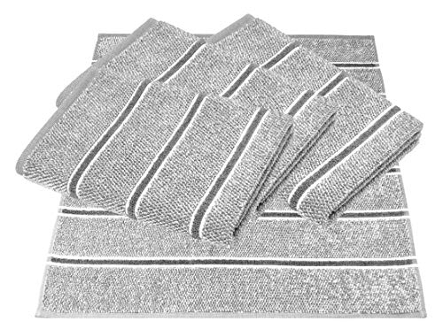 Lashuma Juego de 4 paños de cocina de rizo – Paños de cocina de 100% algodón – Paños de cocina en bonitos colores de moda, Rayas – gris., 50 x 50 cm