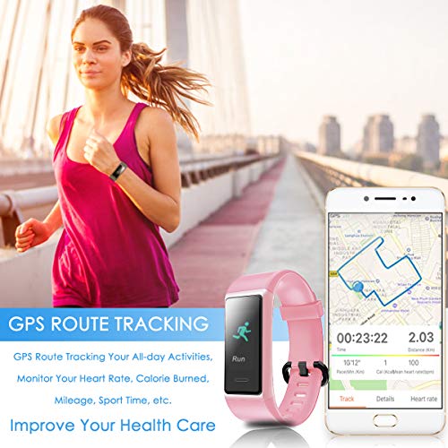 LATEC Pulsera de Actividad Inteligente, Impermeable IP68 Pulsera Inteligente con Pulsómetro 14 Moda Deportivo Podómetro Notificación de Mensajes para Android y iOS (Rosa)