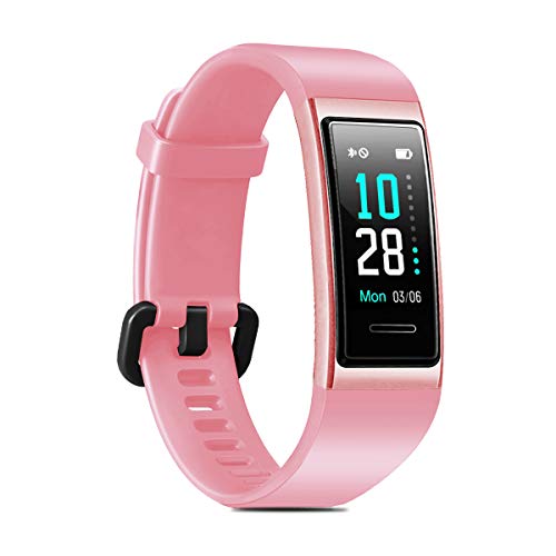 LATEC Pulsera de Actividad Inteligente, Impermeable IP68 Pulsera Inteligente con Pulsómetro 14 Moda Deportivo Podómetro Notificación de Mensajes para Android y iOS (Rosa)