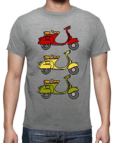 latostadora - Camiseta 3 Vespas para Hombre Gris vigoré L