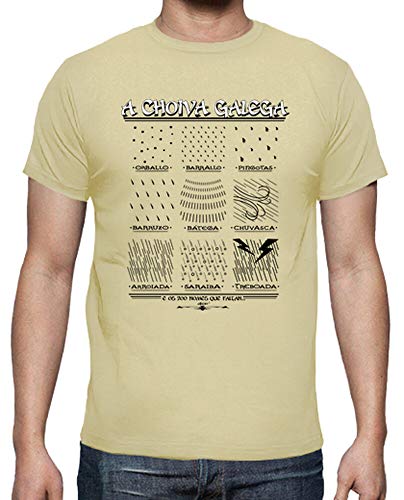 latostadora - Camiseta A Choiva Galega 3 para Hombre Crema XL