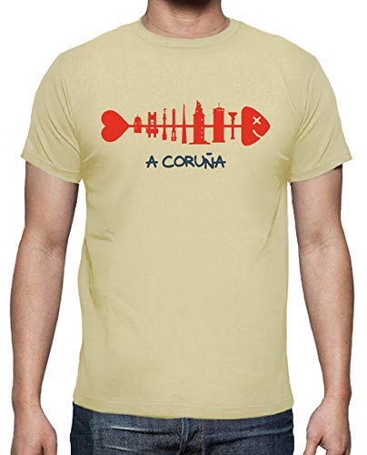 latostadora - Camiseta A Coruna para Hombre Crema M