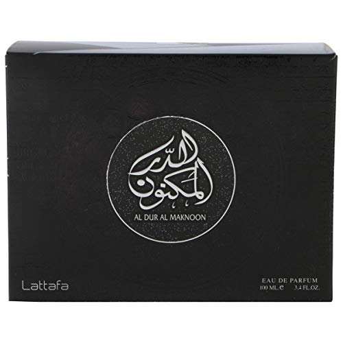 Lattafa - Agua de perfume Al Dur Al Maknoon con jazmín, pachuli y afrutado, 100 ml