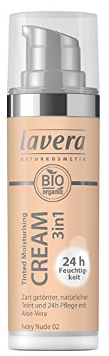 lavera 3en1 Tinted Moisturising Cream 24h -Ivory Nude 02- Crema hidratante ∙ Base de maquillaje ∙ Aloe Vera ∙ Vegan ✔ Cosmética Natural ✔ Bio ✔ Maquillaje Organico 100% Certificado (30 ml)