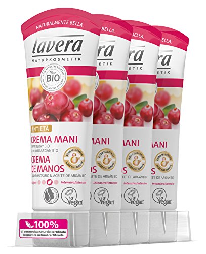 Lavera crema manos antietà ∙ Vegan ∙ Bio ∙ 100% cosméticos naturales Paquete de 4 x 75 ml