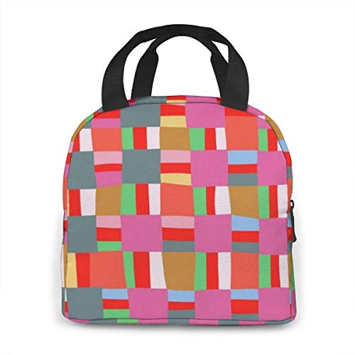 Lawenp Bolsa de almuerzo aislada impermeable con nudo cuadrado, lonchera térmica reutilizable con bolsa de mano para el trabajo escolar, viajes al aire libre