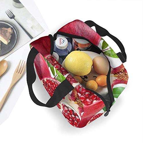 Lawenp Bolsa de almuerzo con aislamiento impermeable para frutas maduras de granada, bolsa de almuerzo reutilizable con bolsa térmica de bolsillo para el trabajo escolar, viajes al aire libre